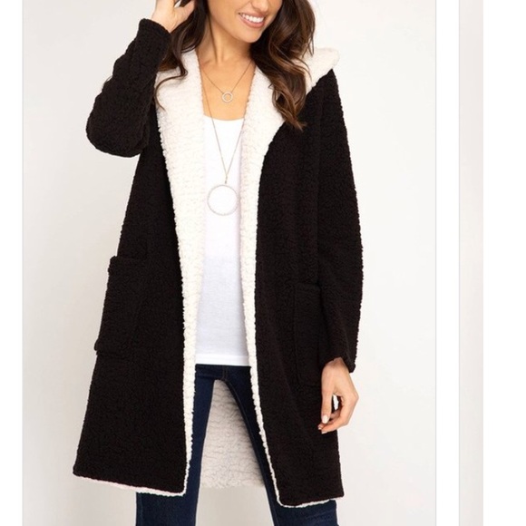 LAST1️⃣ B&W Shearling Fleece Coat ✨FINAL PRICE✨ - Picture 6 of 8